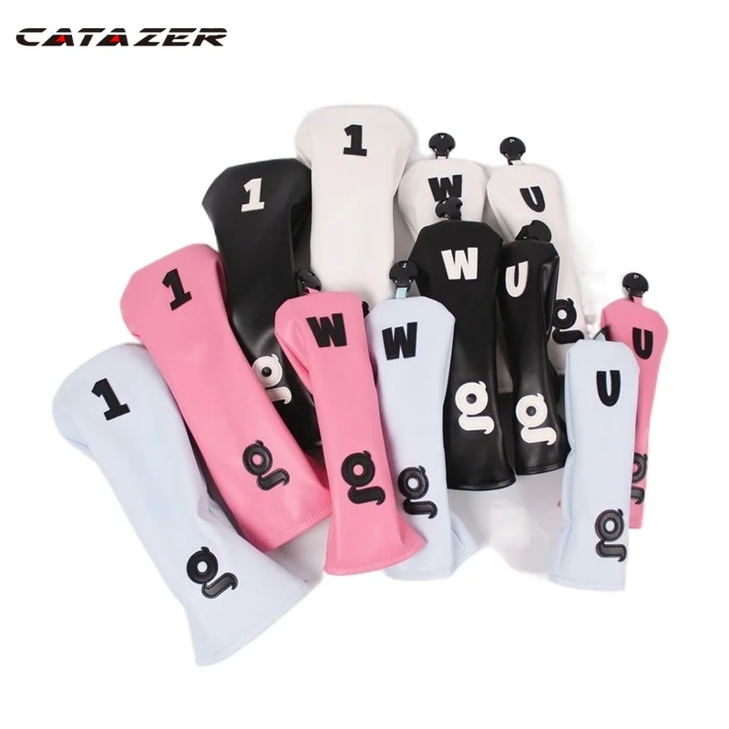 

Catazer New Golf Driver Fairway Woods Hybrid Headcovers PU Golf Covers for Clubs Set for Men Women