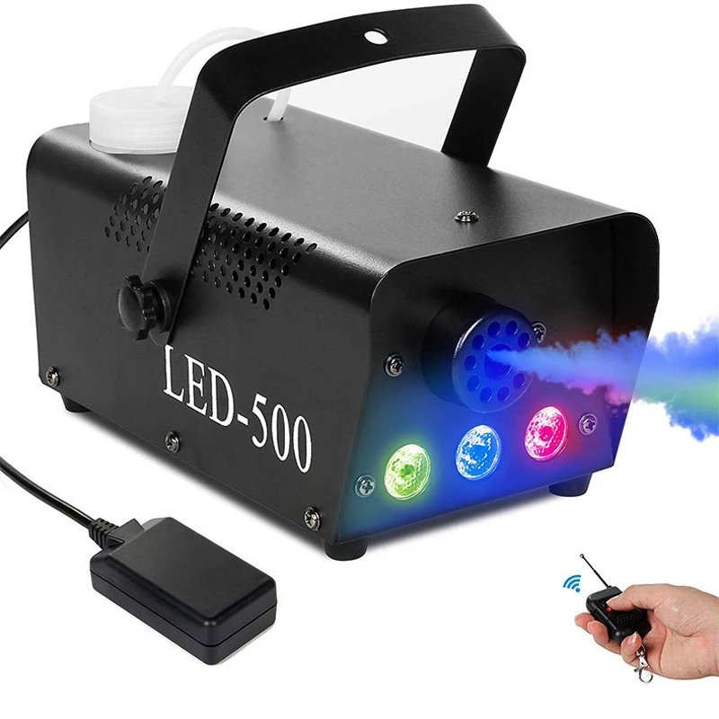 

Fog Machine with RGB LED Lights,500W DJ LED Smoke Machine with Wireless Remote Control for Party Wedding Halloween Xmas Effect