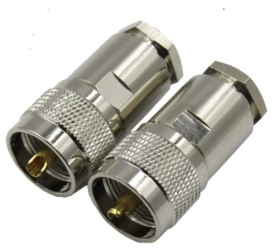 

4pcs UHF Male Clamp PL259 SO239 Connector Socket Clamp Solder For RG5 RG6 LMR300 5DFB 5D-FB Cable Brass RF Coaxial Adaptor