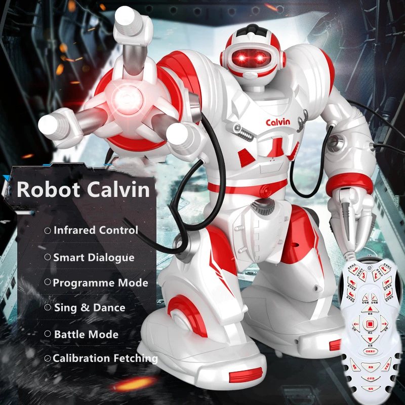 Intelligent Voice Interaction Programming RC Robot Battle Mode Calibration Fetching Sing And Dance With LED Lights Electric Toy