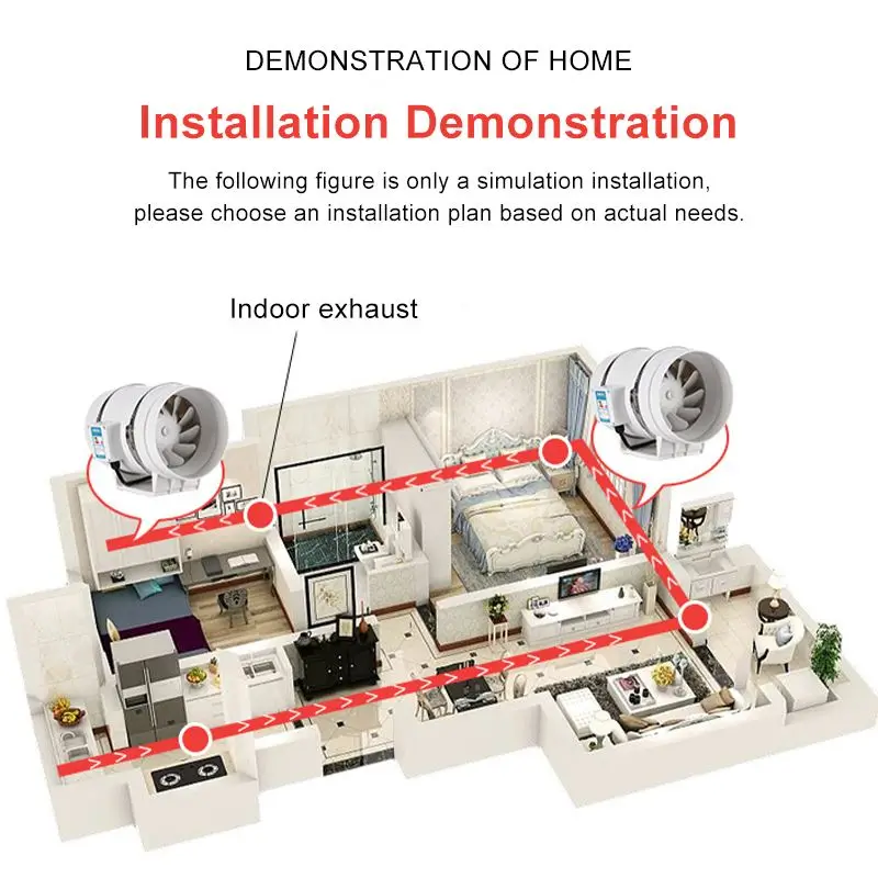 8 بوصة منخفضة الضوضاء مضمنة القناة المائية الهواء مروحة نفخ مروحة العادم للمنزل الحمام أنبوب التهوية تنفيس غرفة مساعدة لنمو الفطر