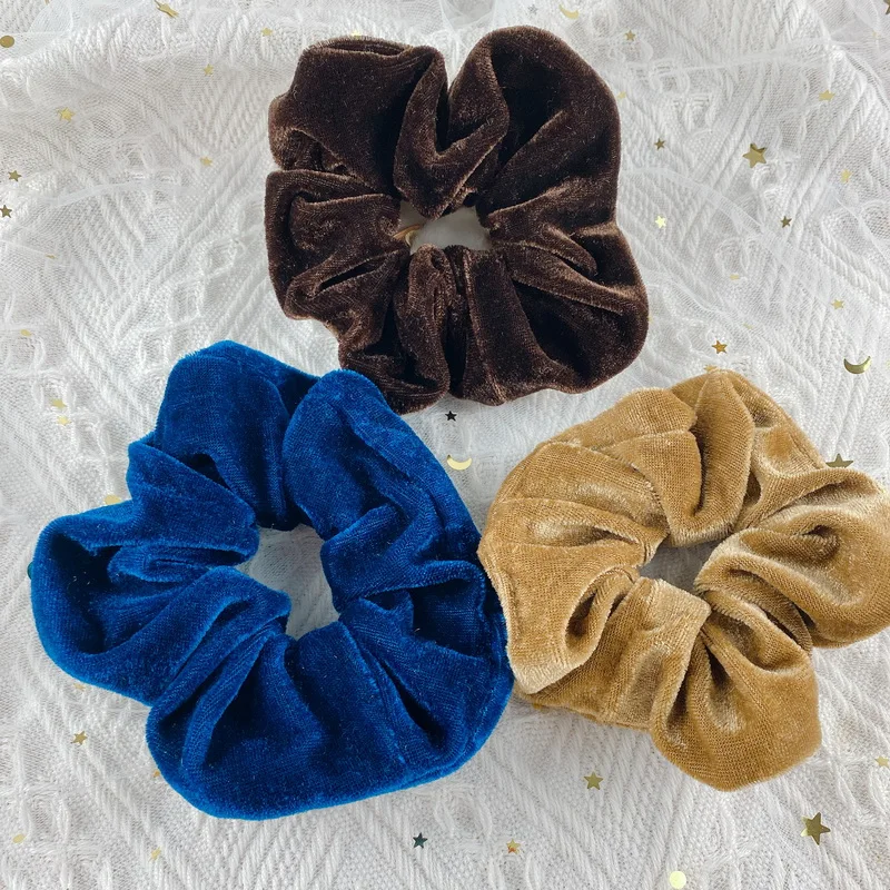 2021 Korea Velvet Scrunchie for women elastic hair bands girl Solid Color Headband Ponytail Holder Hair Ties hair Accessoires