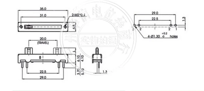 Original new 100% SV244 B20K single straight slide potentiometer microphone potentiometer SL-20 (SWITCH)