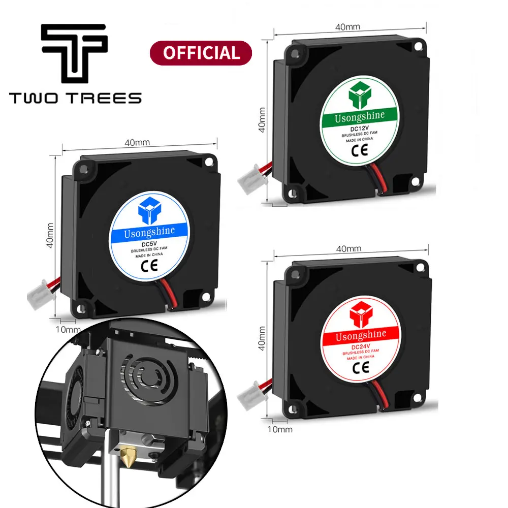 

Turbine Fan 5V 12V 24V 40mm*10mm 4010 DC Turbo Fan Bearing Blower Radial Cooling Fans for Creality CR-10 Ender 3 Kit 3D Printer