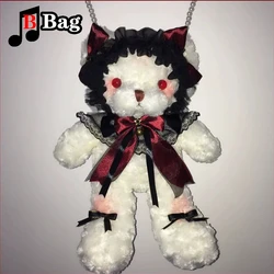 Harajuku Gothic Girl Lolita Kawaii Bear Doll Shoulder Bags Soft Girls Cosplay bloody Plush Crossbody bag Handbag Halloween Gifts