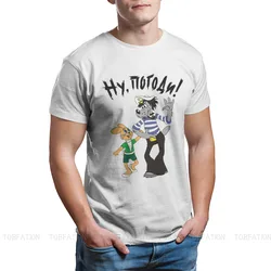 Nu Pogodi Well Just You Wait Wolf Hare Cartoon 100% Cotton TShirts Rabbit Distinctive Homme T Shirt New Trend Tops Size S-6XL