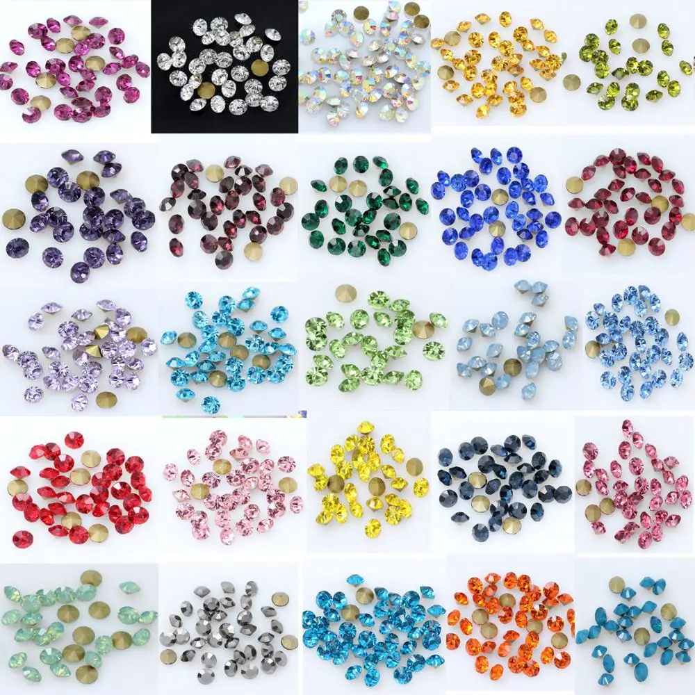 All Colors 36/144Pcs SS19-SS38mm Rivoli Czech crystal pointed back Round beads Rhinestone Glitter For Jewelry Nail Making DIY