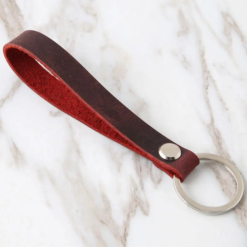 Retro Simple Handmade DIY Leather Keychain for Men Unisex Long Strap Car Key Holder Ring Wallet Hanging Jewelry Luxury Gift