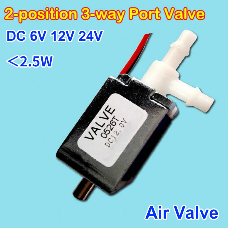 

1PCS DC 6V 12V 24V 2-position 3-way Port Electric Solenoid Valve Micro Mini Exhaust Air Gas Valve Switch Two-position Three-way