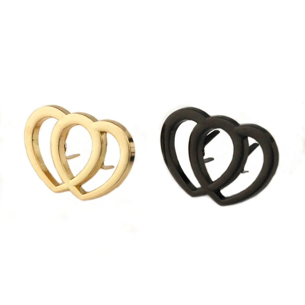 2pcs Metal Double Heart Buckle Fashion Clip Buckle for Leather Craft Bag Strap Belt Handle Shoulder Garments Shoes Accessories