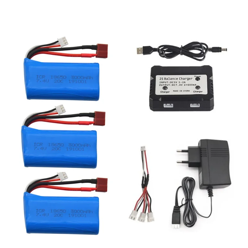 7.4V 3000mAh 2S Lipo Battery For Wltoys 144001 A959-B A969-B A979-B K929-B 12428 12423 10428 Q39 battery for RC cars toys parts