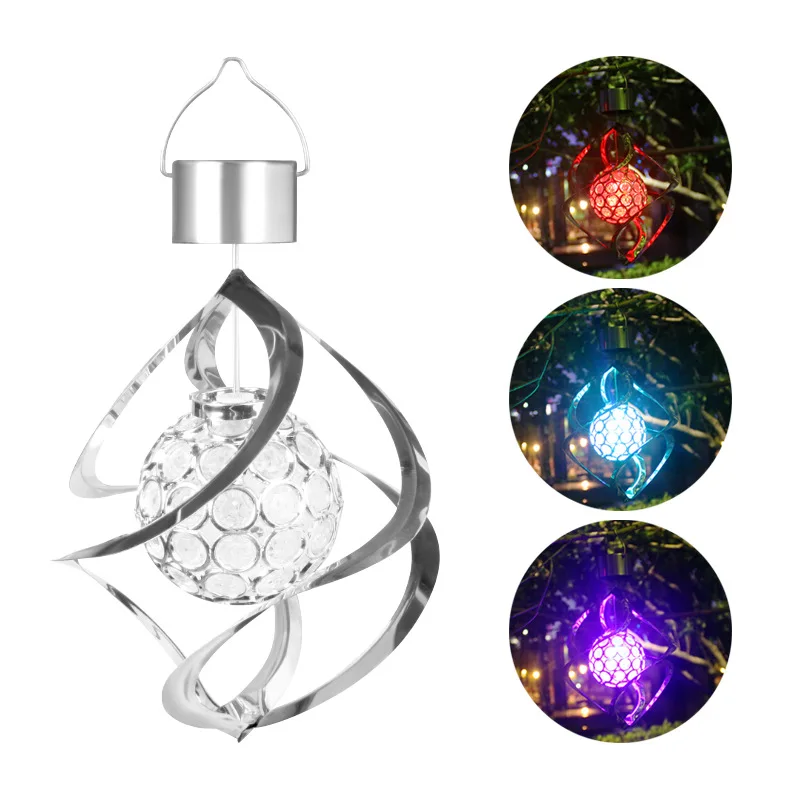 

Solar Powered LED Wind Chime Light Portable Changing Spiral Spinner Windchime Outdoor Decorative Windbell Craft Decor