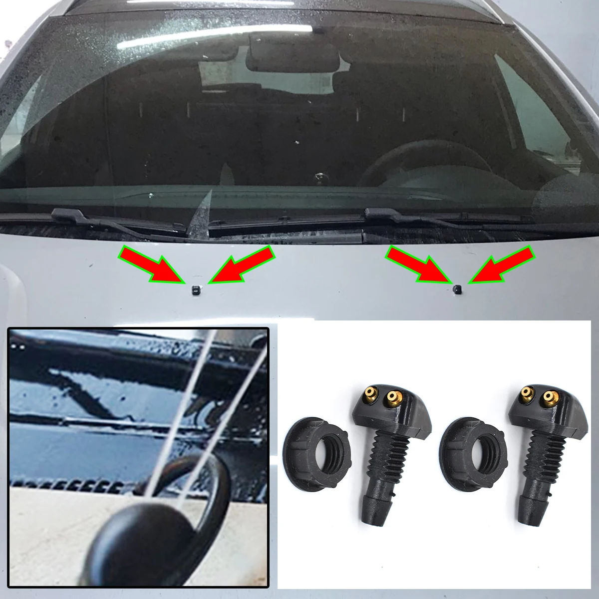 Universal Front Windshield Washer Wiper Nozzle Sprayer Sprinkler Water Spout Outlet For Toyota Mazda Hyundai Vauxhall Fiat VW