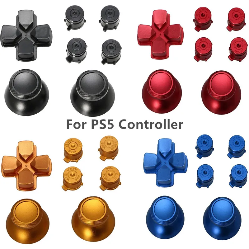 معدن Thumbsticks Dpad ABXY أزرار ل PS5 تحكم بلاي ستيشن 5 مخصص الألومنيوم التناظرية العصي و عمل أزرار و الاتجاه