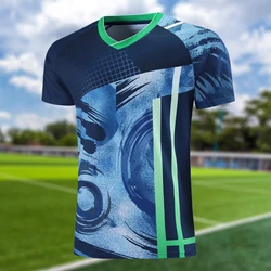 New Tennis Shirts Men Sports Badminton Table V Neck Game Short Sleeve 3D Print Exercise Causal Top Gym Tranning Running Tee