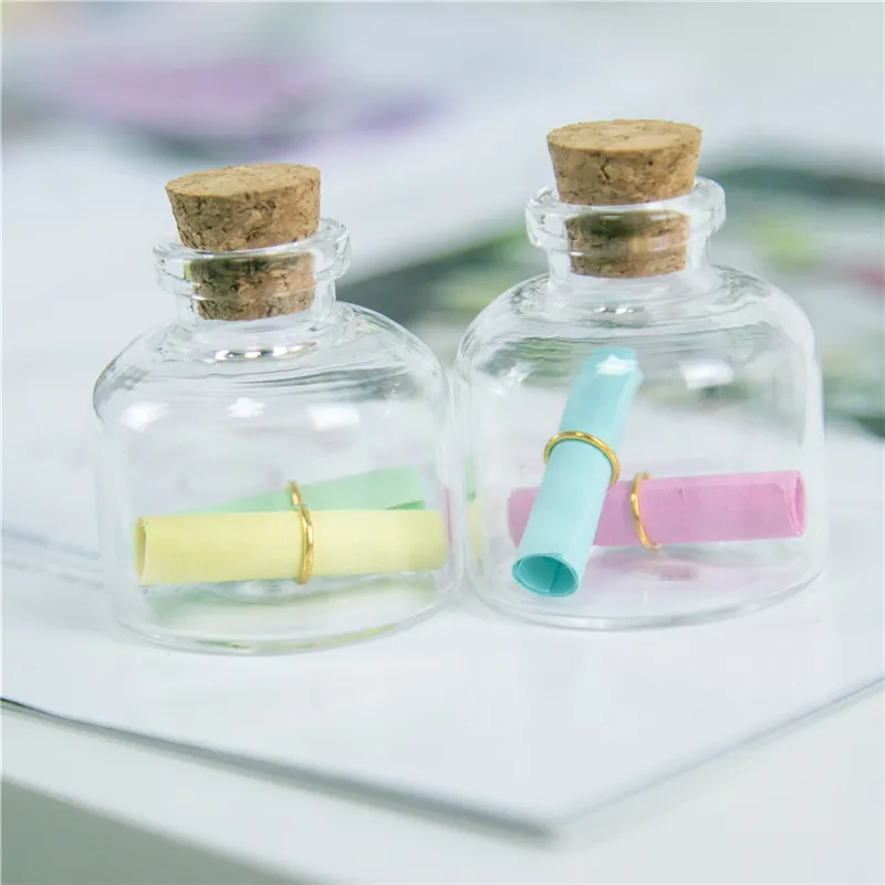 

37x40x12.5mm 20ml Cute Glass Bottle with Corks Empty Transparent Tiny Bottles wholesale Clear Jar Vials Well Packaging 50pcs