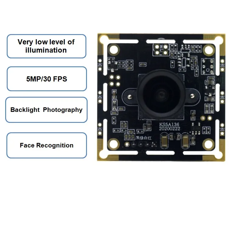 5MP Wide Dynamic Low Illumination USB Camera Module For Face Recognition&HD Surveillance Backlight Shooting