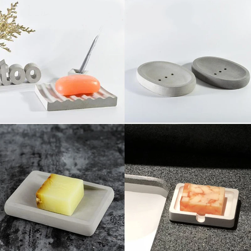 Cement soap box silicone mold concrete diatom clay sanitary ware asphalt soap box tray household articles silicone mold