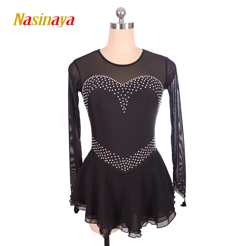 

Long Sleeved Dress Nasinaya Figure Skating Competition Training Women's Children's Artistic Gymnastics Performance Suit Black