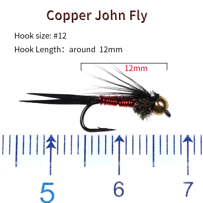 WIFREO 6PCS Bead Head Copper John Copper Flies Dry Trout Nymph Flies For Fly Fishing Trout Fishing Lures