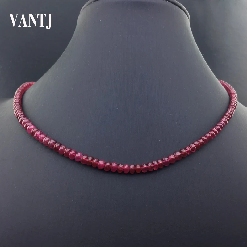 

VANTJ Real Ruby Necklace 9K Yellow Gold Diamond Clasp Au375 Fine Jewelry Women Lady Wedding Party Gift