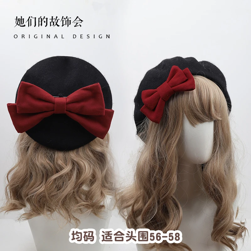 Autumn and winter Beret 2021 new Japanese round face show face small woollen cloth 2021 new net red hat children