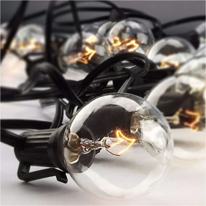 G40 25Pcs String Light Bulb Tungsten Incandescent Light E12 Base Socket Holder Bulb for String Light Party Home Christmas Decor