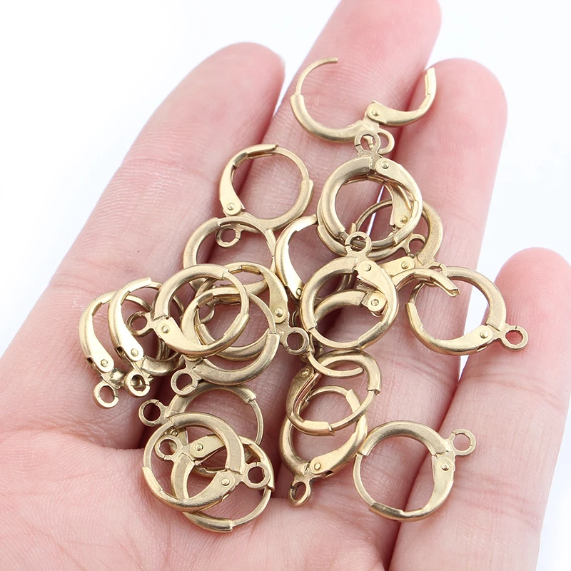 40pcs Raw Brass Earwire Earrings Fitting Open Looped French Earring Hook For Diy Women Earring Jewelry Making Accessories