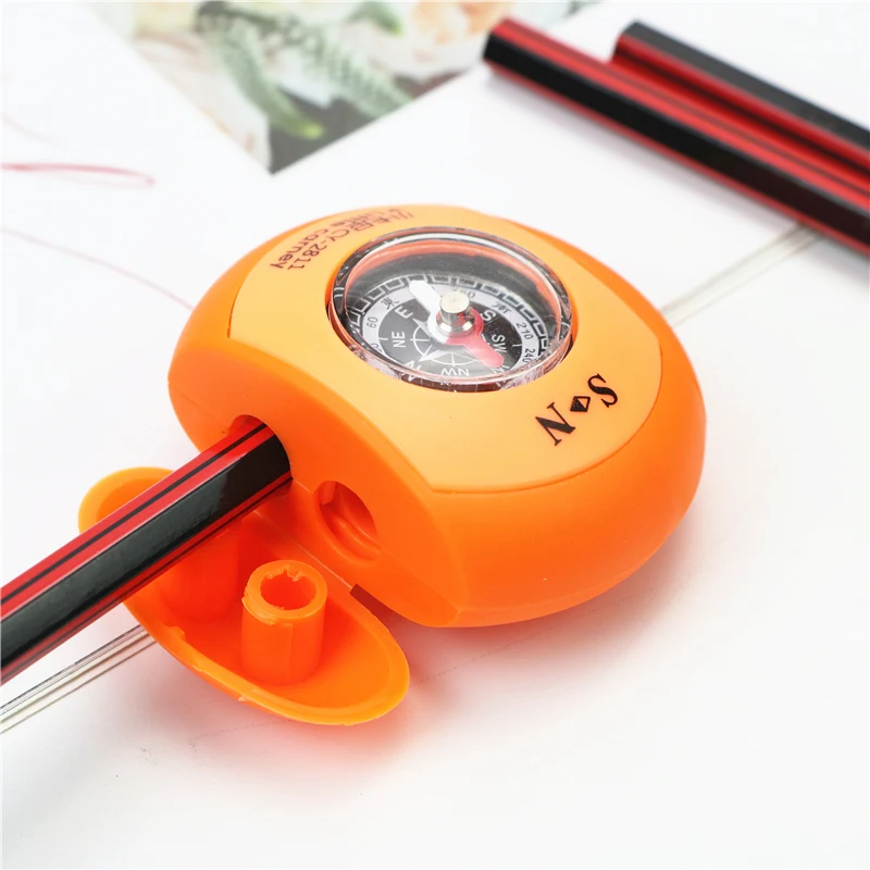 2PCS/LOT  student two holes pencil sharpener  With real compass Children's creative learning stationery