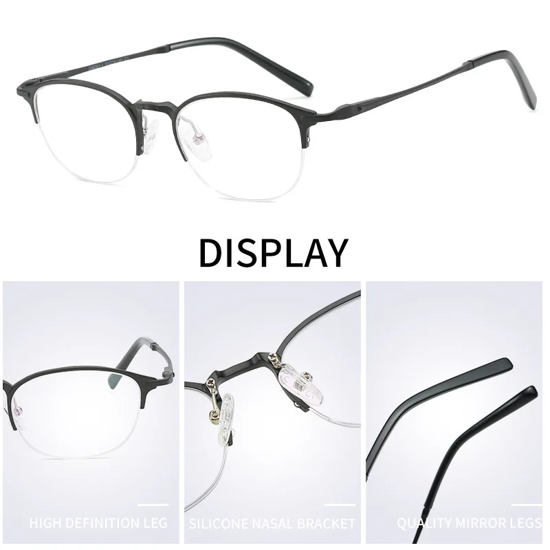 HDCRAFTER Titanium Metal Glasses Frame Men Round Prescription Optical Women Myopia Hyperopia Reading Eyeglasses Frames 146mm