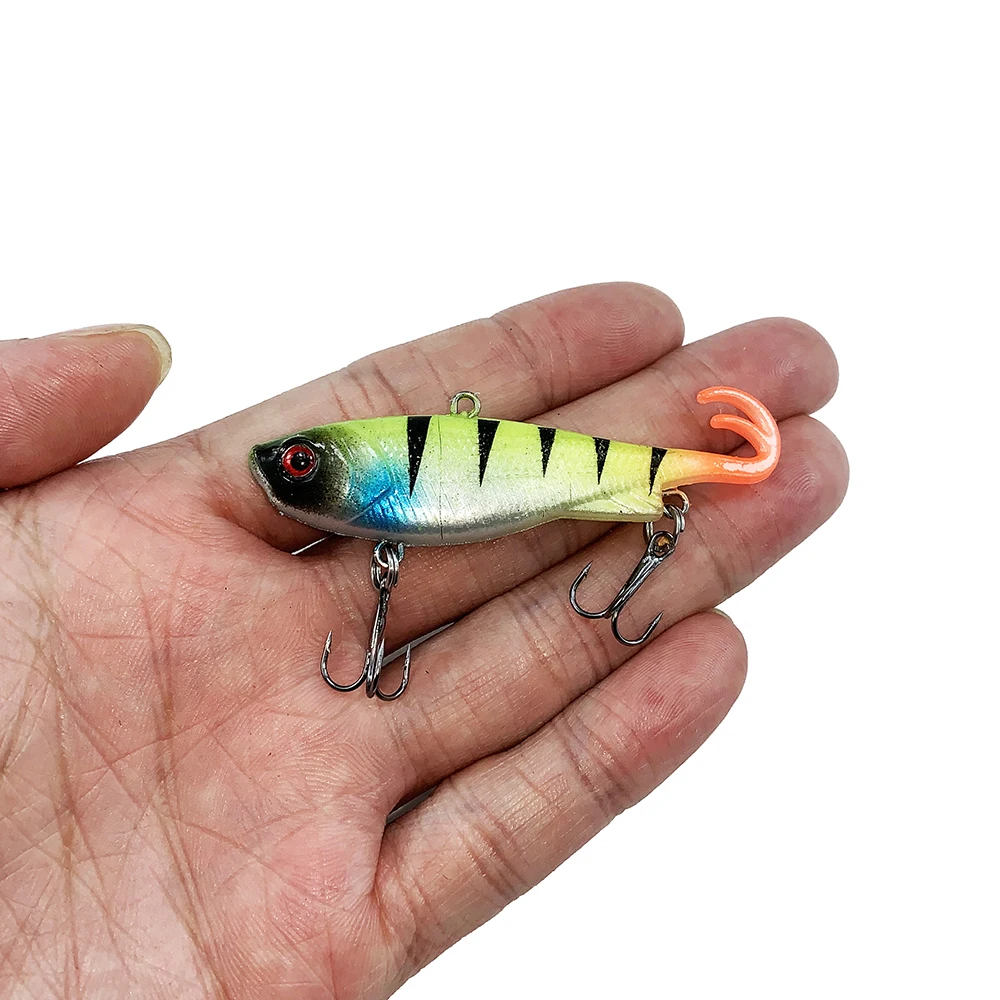7cm 12.5g Soft Skin Swimbait Vib Ice Fishing Lure Wobbler Pesca artificial  Sink half hard bait Crank Vibration swing tail Jig