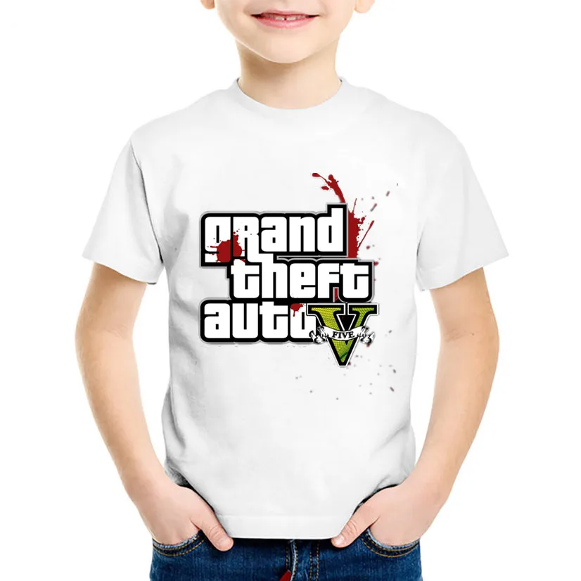 

Grand Theft Auto GTA Game Logo Printed Children Fashion T shirts Kids Summer T shirt Boys/Girls Casual Tops Baby Clothes,oHKP341