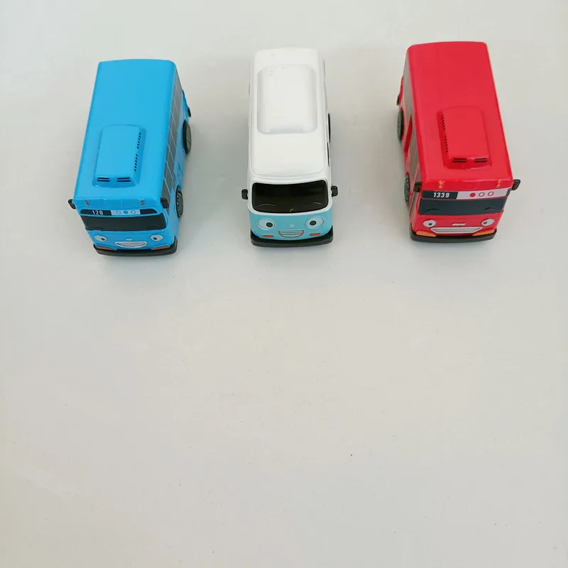 9 buah/Set 9cm Model miniatur Bus Tayo kecil untuk anak-anak belajar lalu lintas mainan pengetahuan Bus hadiah ulang tahun anak laki-laki