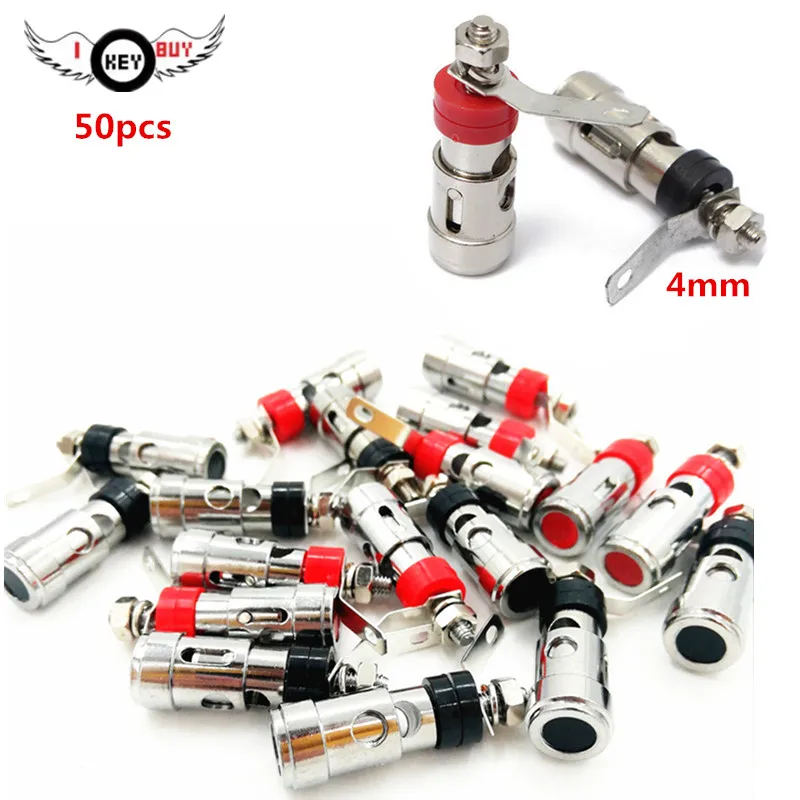 50pcs 4mm * 40mm Push-in Spring Speaker Amplifier Terminal Binding Post Banana Plug Jack Large Quick Socket 5pcs Red+5pcs Black