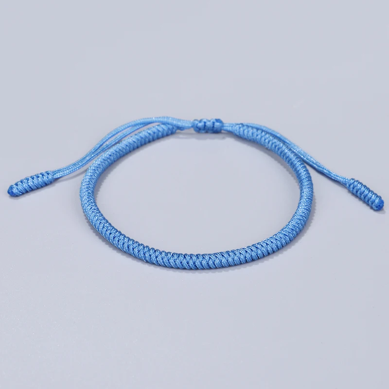 Blue Color Tibetan Buddhist Handmade Lucky Knots Rope Bracelets Handmade Size Adjustable Buddhism Braided Bangle Bring Good Luck