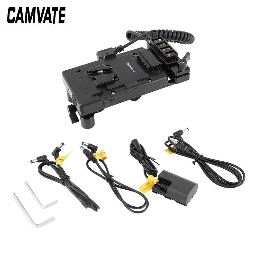 CAMVATE-لوحة تركيب سريعة التحرير ، قفل على شكل V ، مع حامل دعم قابل للتعديل ، ومخرج تحويل الطاقة ، ولوحة كتف ، ومشبك قضيب 15 مللي متر