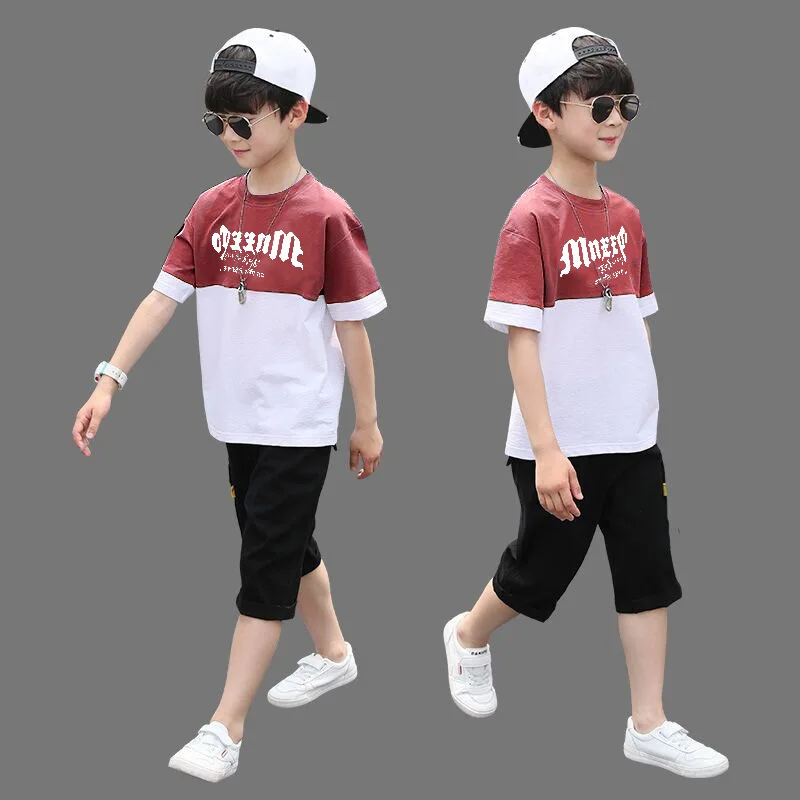 Set di abbigliamento per ragazzi T-shirt + pantaloni Casual estivi abbigliamento per ragazzi abbigliamento per bambini tuta tuta per bambini Teen 6