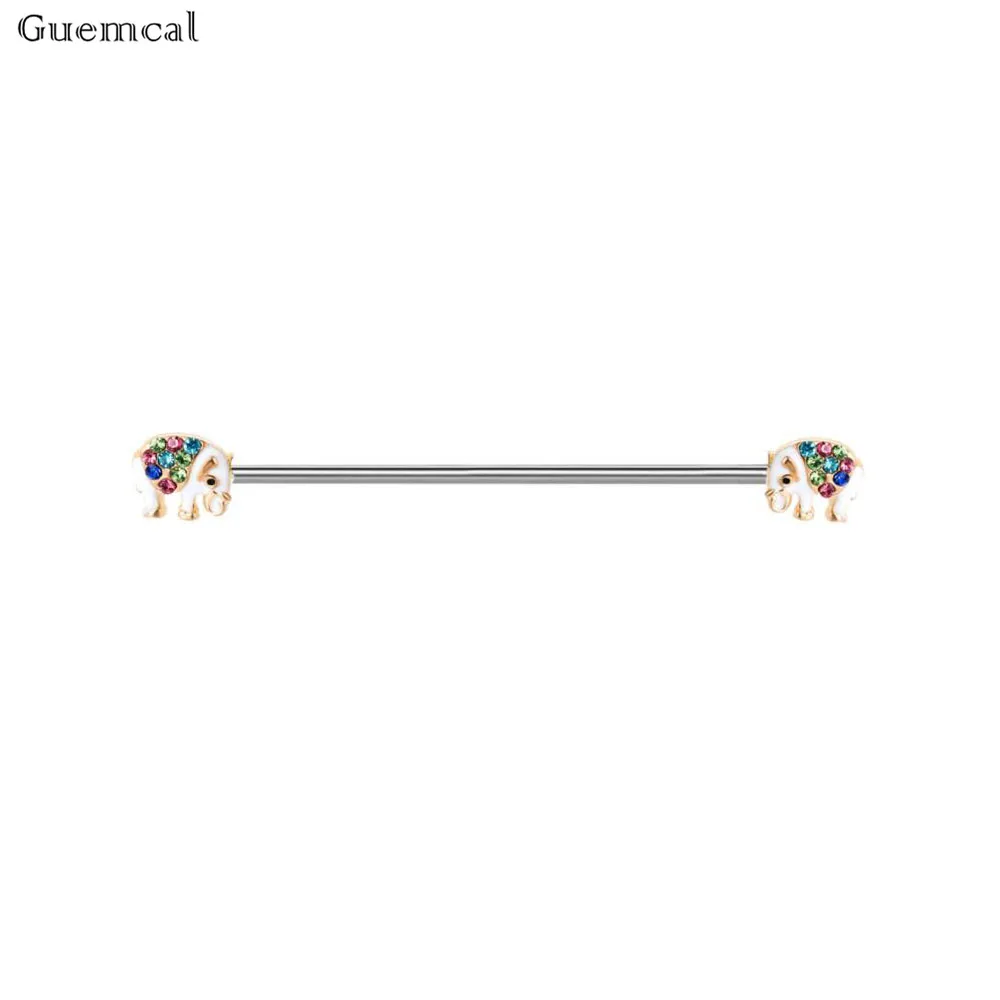 Guemcal 1pc Trend Fashion Earrings Personality Python Industrial Barbell Cross Bar Piercing Ear Jewelry 14G