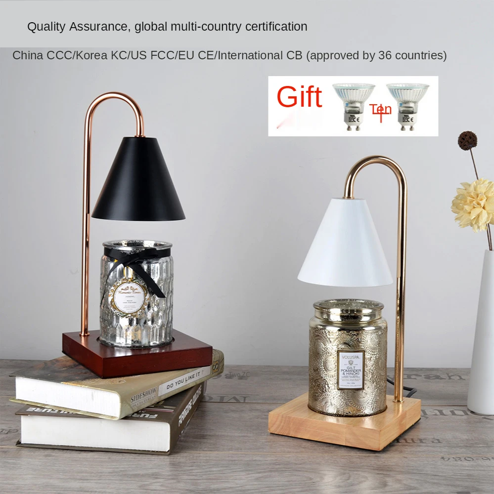 

Creative Aromatherapy Melting Wax Lamp Lily of The Valley Aroma Candle Bedside Decoration Nordic Wooden Timing Table Lamp