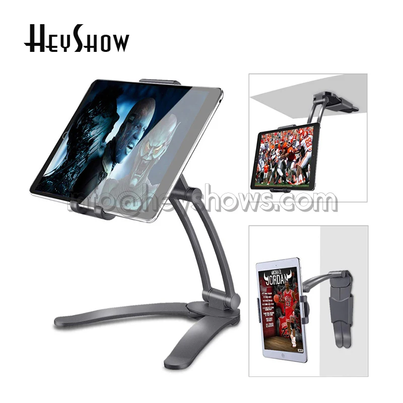 Rotating Portable Wall Desk Kitchen Metal Bracket Stand Fit 4-12.9 Inch Devices For IPad Pro Air Mini Tablet Mobile Phone Holder