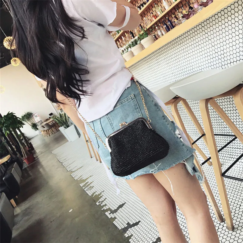 Small Crossbody Boho Bags For Women Evening Clutch Bags Hasp Ladies Handbag Female Straw Beach Rattan Women Messenger Bag