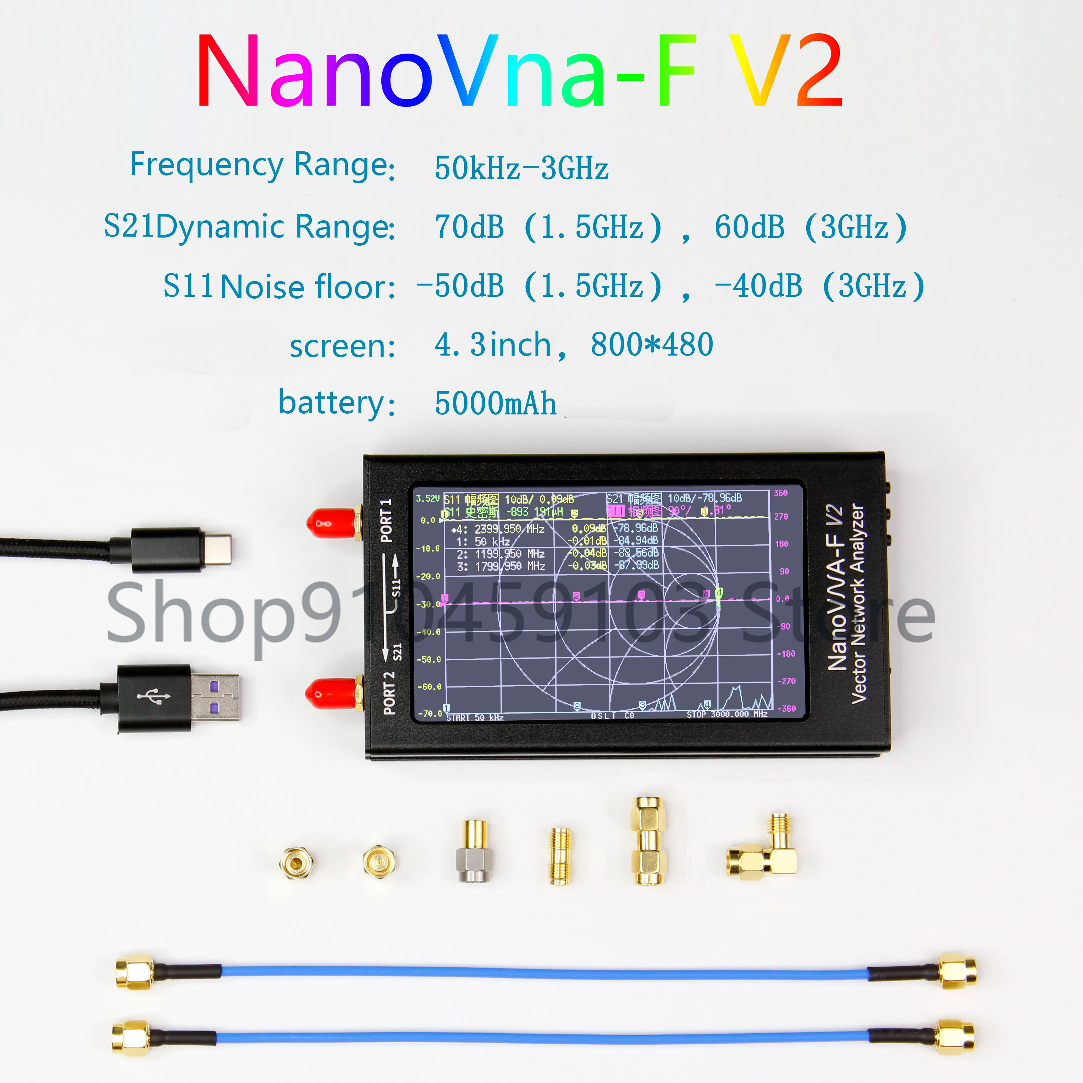 Nanovna-analisador Vector de Rede v2 3g 4.3 Polegadas Antena-f v2