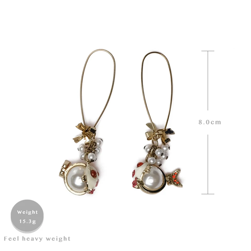 Amorita boutique Retro artificial pearl fish drop earrings