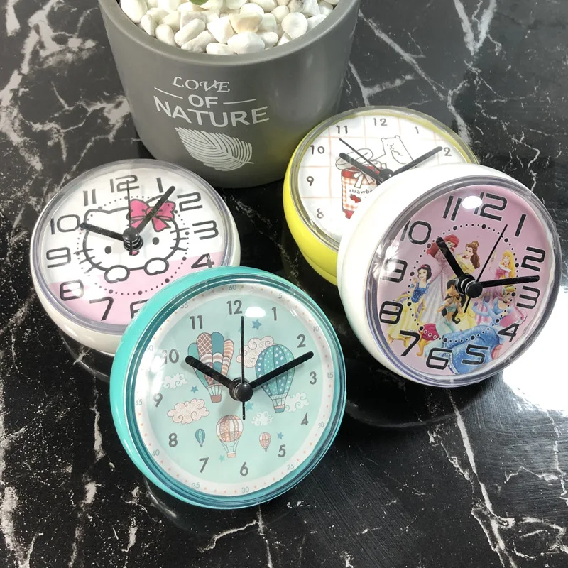 Mini sucker wall clock bathroom anti-fog waterproof clock Kitchen bathroom clock mini Quartz clock table clock 7cm