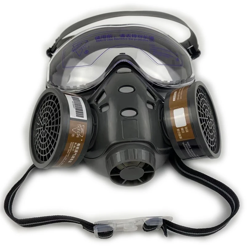 8200 Type With Eye Goggle Full Face Respirator Gas Mask for Paint Formaldehyde Sanding Polishing Spraying Against Dust Chemicals