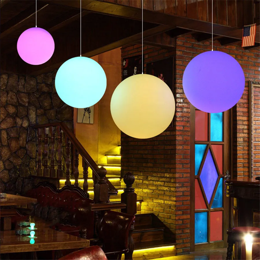 Globe Ball Sphere Pendant Lamp with Remote Waterproof Glowing Ball Hanging Light For Garden Bar Wedding KTV Restaurant Cafe