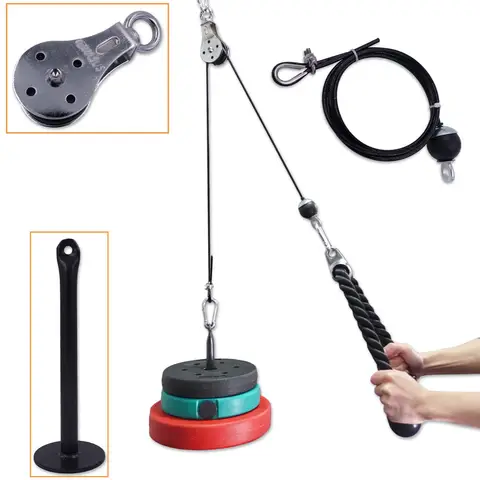 Home Gym Pulley System Load Pin Triceps Rope Lights Mountain