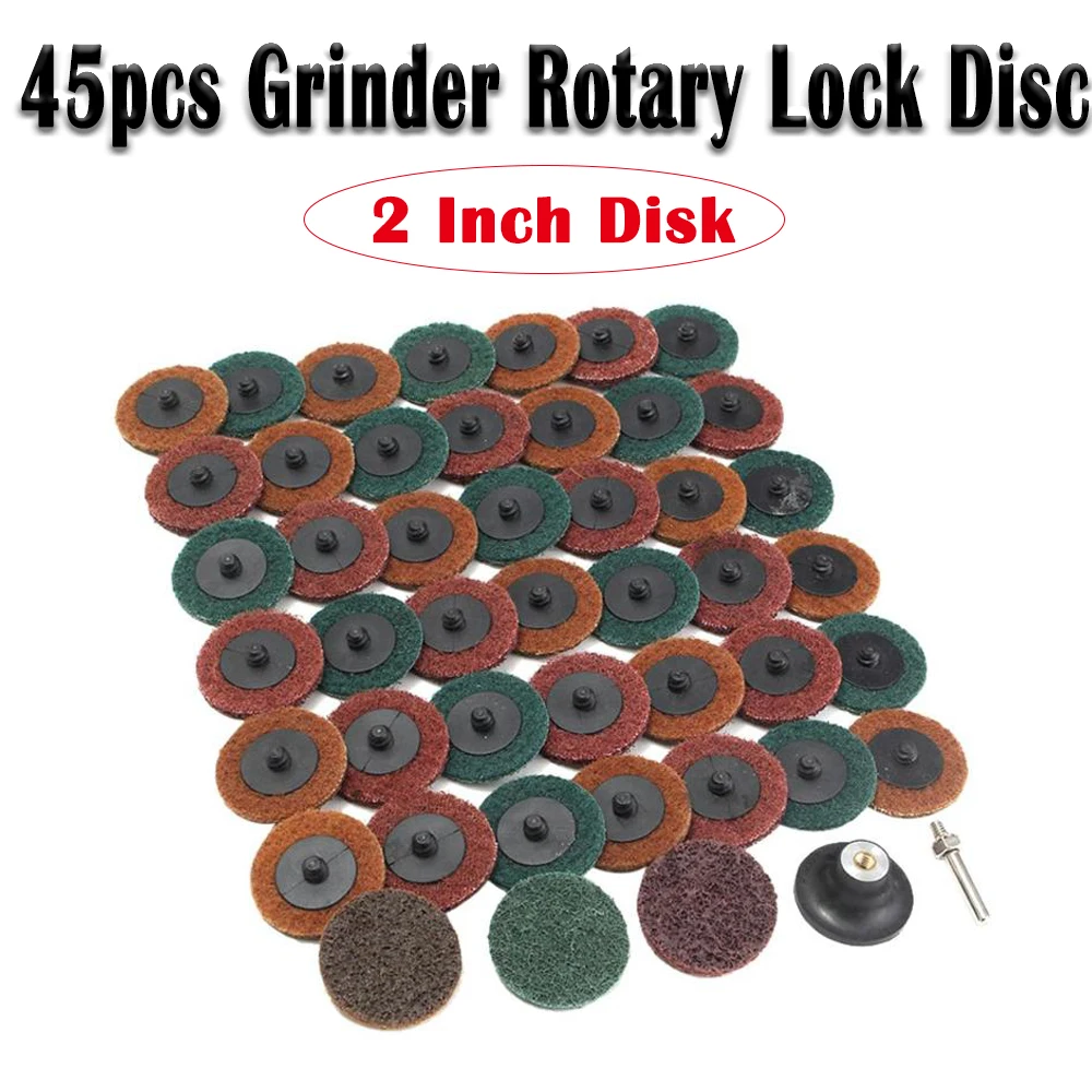 

45Pcs 2" 50mm Fine Grit Sanding Discs Cleaning Conditioning Roll Lock Surface with Disc Holder for Metalworking Polishing