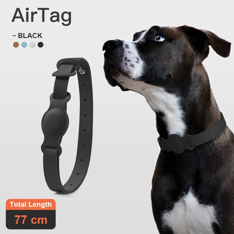 Original Airtag Pet Collar For Dog Adjustable Leather Cat Necklace With Apple Airtags Holder Anti-lost Pet Supplies Accessories