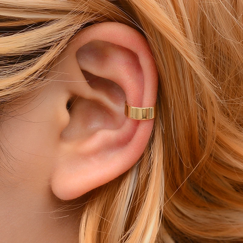 Golden Silver Plated U-shape Simple Glossy Geometry Friends Gifts Birthday Copper Ear Cuff Clip Earrings for Women & Men